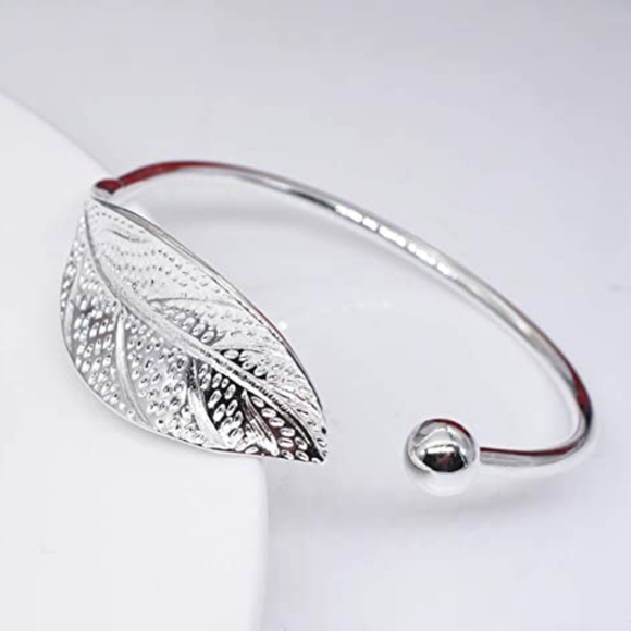 925 Sterling Silver Leaf Feather Bracelets - Picture 2 of 3